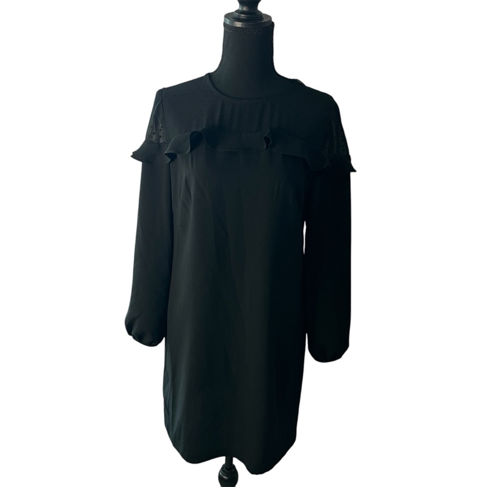 Ann Taylor LOFT Classic Black Cocktail Dress with Sheer Detail Size 2